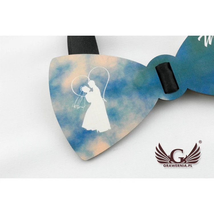Wooden Bow Tie with Wedding Motif - Colorful UV Print - MDR032