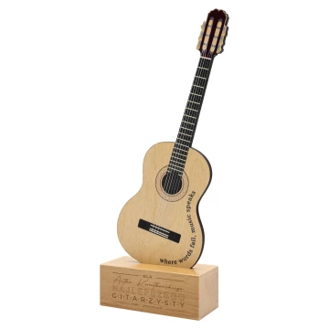 Wooden statuette for a musician in the shape of a guitar - UV print - height 27.5 cm - DTA153