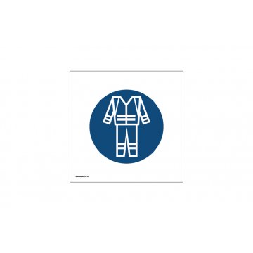 Mandatory use of protective clothing sign - size 150x150mm - PVC - UV color print - BHP070