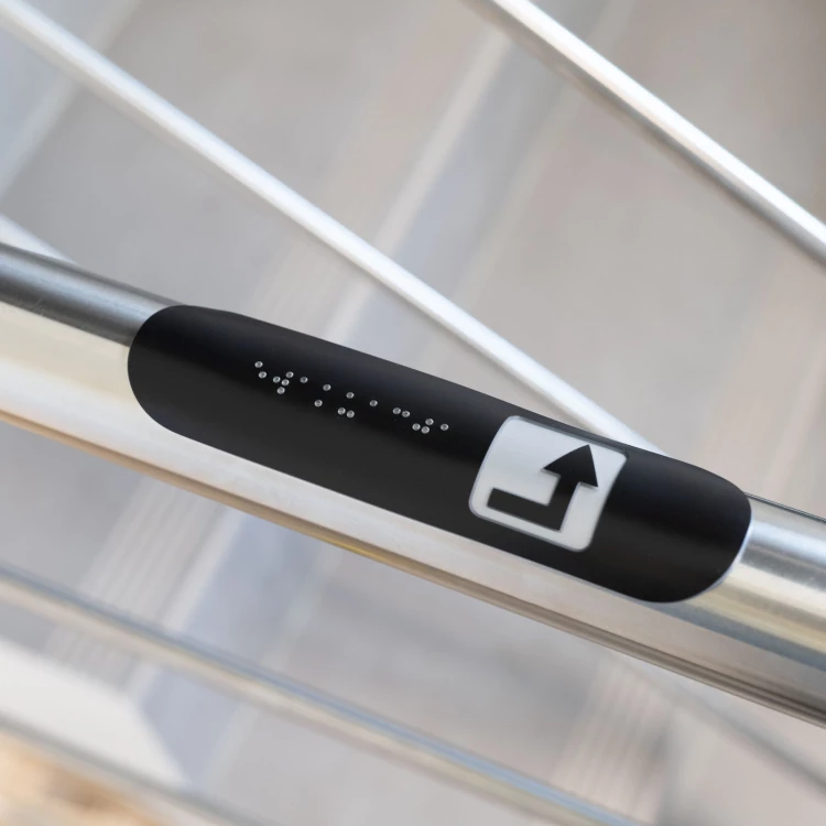 Braille Handrail Plaque - size 150x36mm - black engraving laminate - TAB544