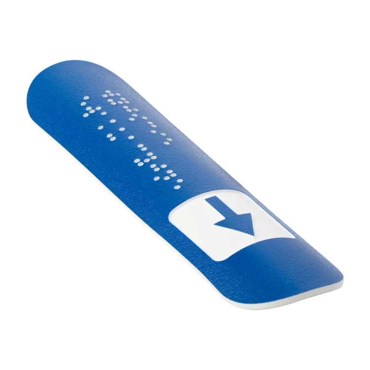 Braille Handrail Plaque - size 150x36mm - blue laminate textures - TAB545