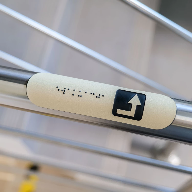 Braille Handrail Plaque - size 150x36mm - cream laminate textures - TAB546