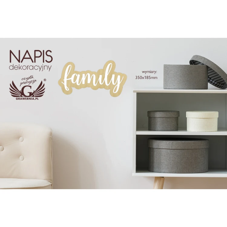 Decorative inscription - family - laser cut - NAP019
