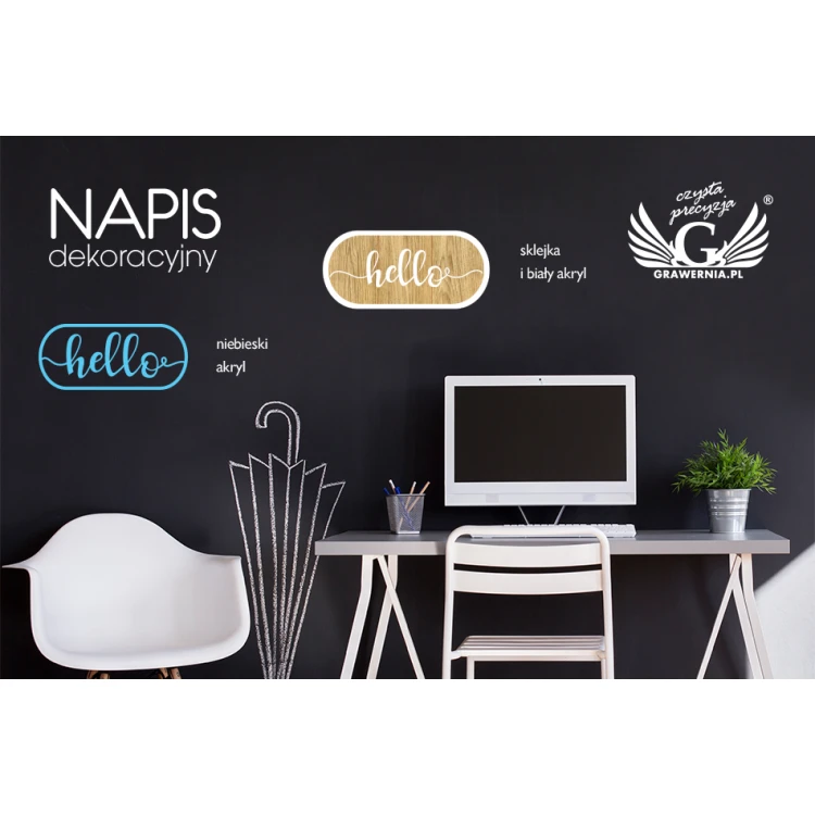 Decorative inscription - hello - laser cut - NAP015