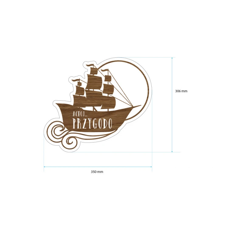 Decorative inscription - ship - colorful UV print - NAP013