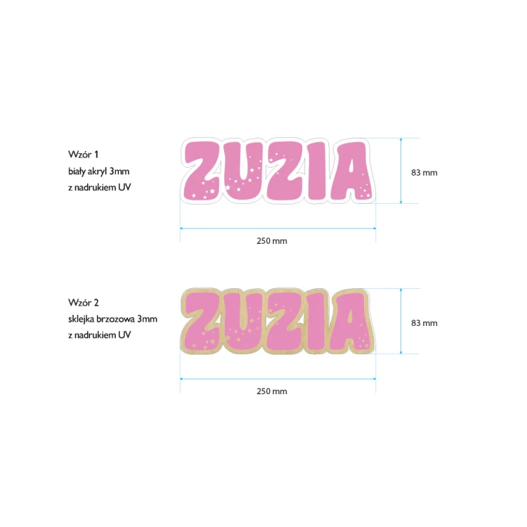 Decorative sign with child's name - colorful UV print - NAP009