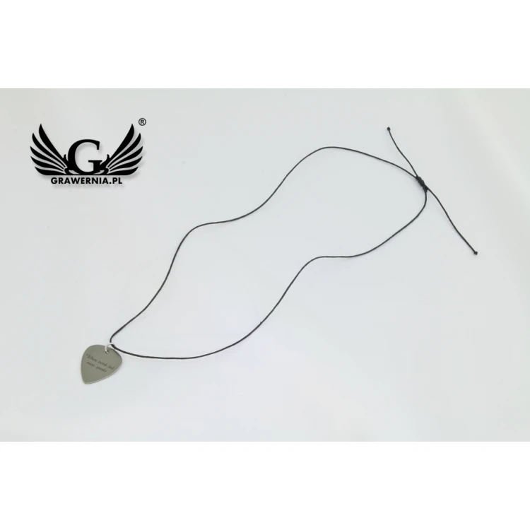 Guitarist's and Guitarist's Necklace - Guitar Pick with Custom Graphics and Text - Steel - KG06
