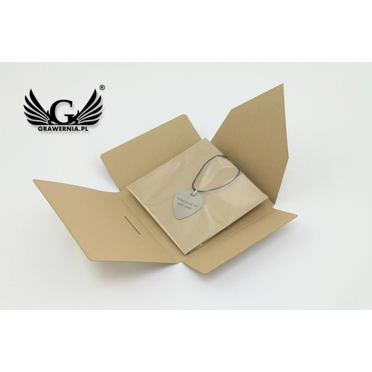 Guitarist's and Guitarist's Necklace - Guitar Pick with Custom Graphics and Text - Steel - KG06