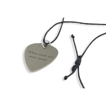 Guitarist's and Guitarist's Necklace - Guitar Pick with Custom Graphics and Text - Steel - KG06