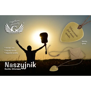 Guitar Pick Necklace with Custom Graphics and Text - Brass - KG03