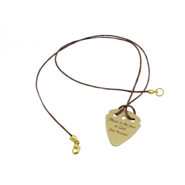 Guitar Pick Necklace with Custom Logo - Brass - KG01