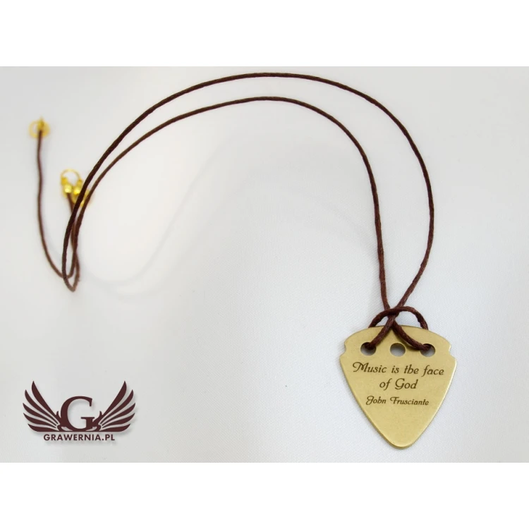 Guitar Pick Necklace with Custom Logo - Brass - KG01