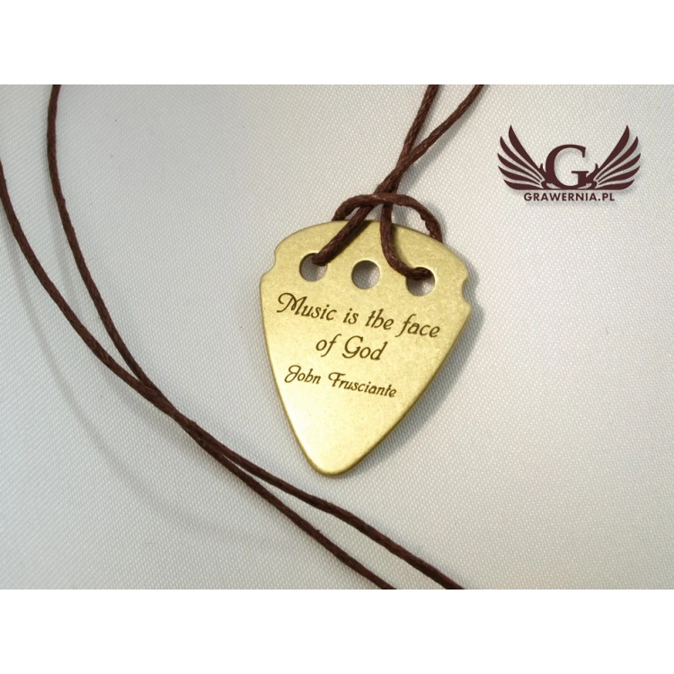Guitar Pick Necklace with Custom Logo - Brass - KG01