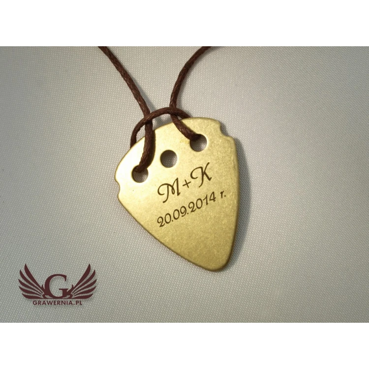 Guitar Pick Necklace with Custom Logo - Brass - KG01