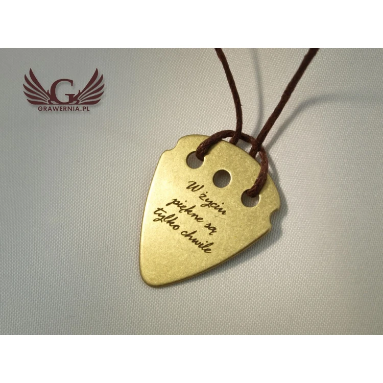 Guitar Pick Necklace with Custom Logo - Brass - KG01