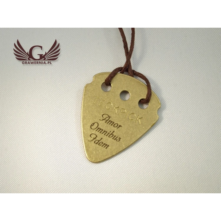 Guitar Pick Necklace with Custom Logo - Brass - KG01