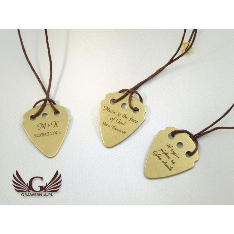 Guitar Pick Necklace with Custom Logo - Brass - KG01