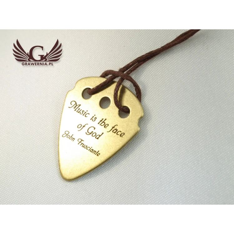 Guitar Pick Necklace with Custom Logo - Brass - KG01
