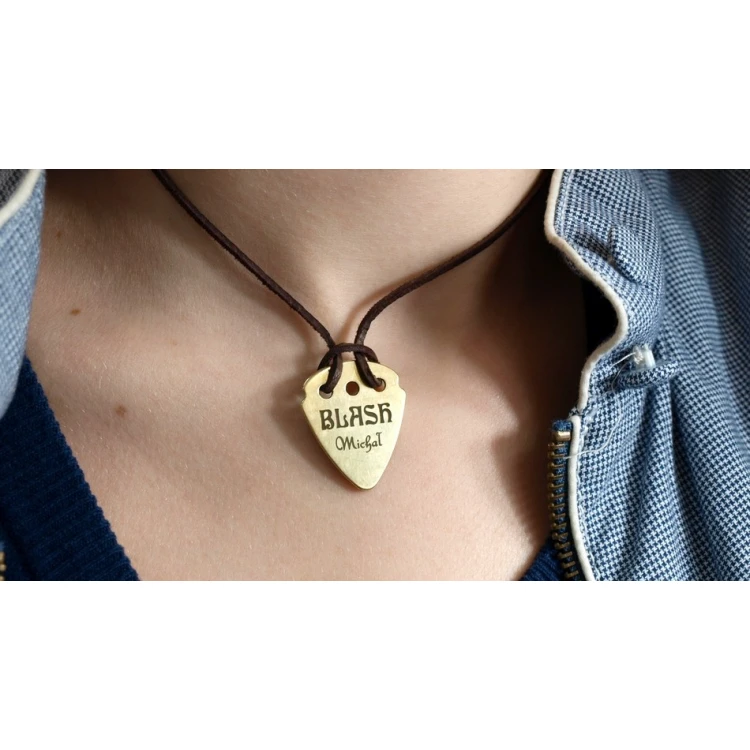 Guitar Pick Necklace with Custom Logo - Brass - KG01