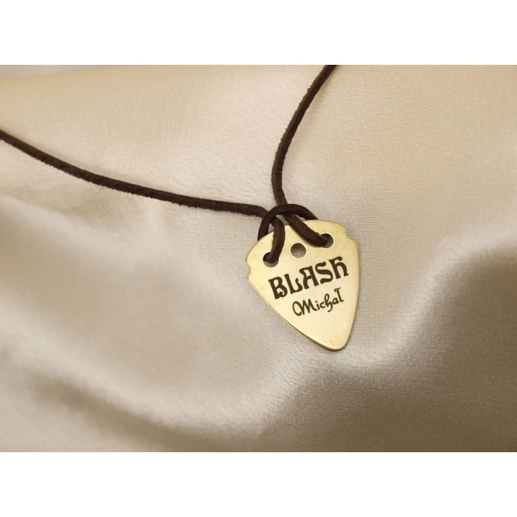 Guitar Pick Necklace with Custom Logo - Brass - KG01