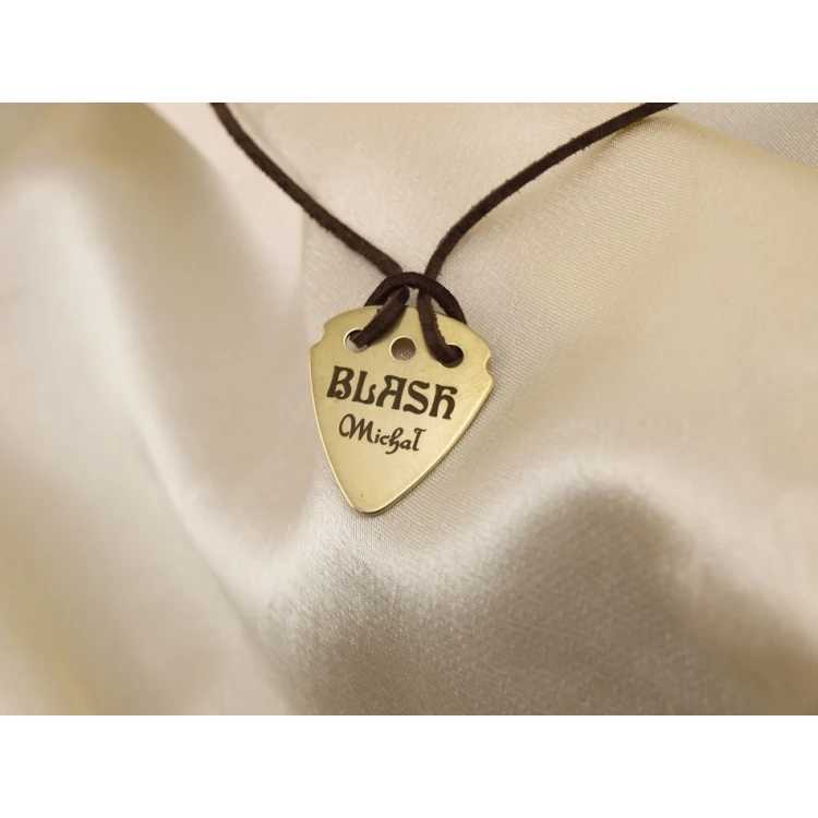 Guitar Pick Necklace with Custom Logo - Brass - KG01