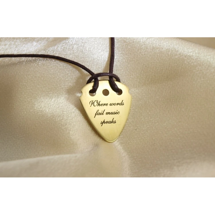Guitar Pick Necklace with Custom Logo - Brass - KG01