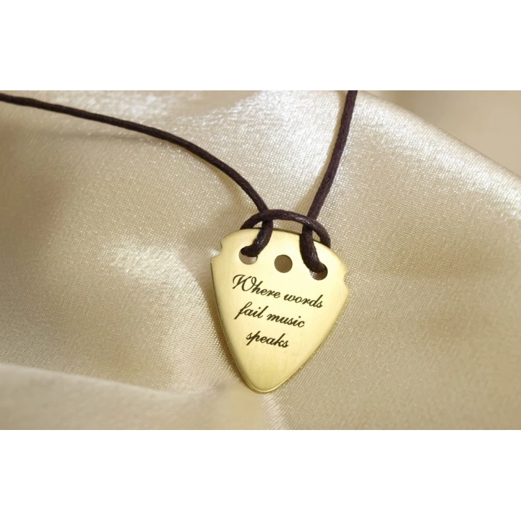 Guitar Pick Necklace with Custom Logo - Brass - KG01