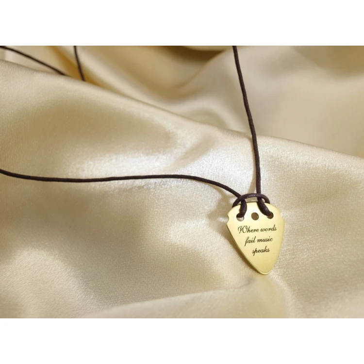 Guitar Pick Necklace with Custom Logo - Brass - KG01