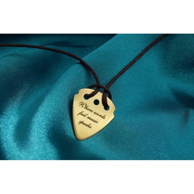 Guitar Pick Necklace with Custom Logo - Brass - KG01