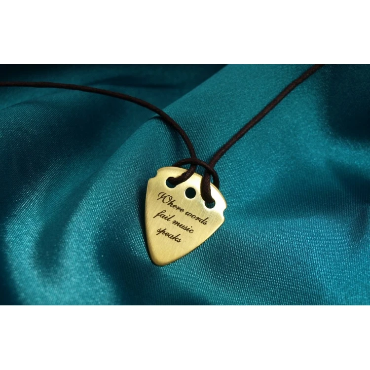 Guitar Pick Necklace with Custom Logo - Brass - KG01