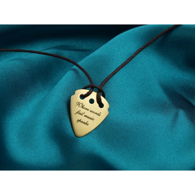 Guitar Pick Necklace with Custom Logo - Brass - KG01