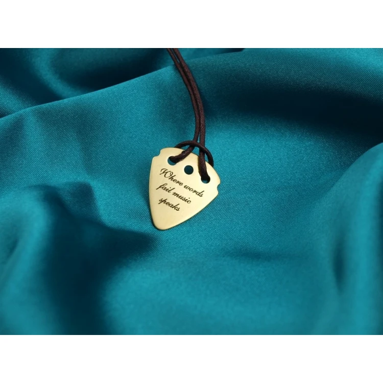 Guitar Pick Necklace with Custom Logo - Brass - KG01