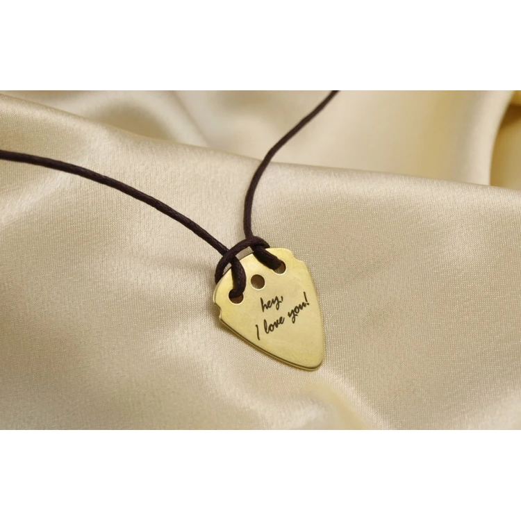 Guitar Pick Necklace with Custom Logo - Brass - KG01