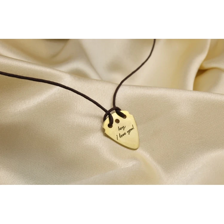 Guitar Pick Necklace with Custom Logo - Brass - KG01