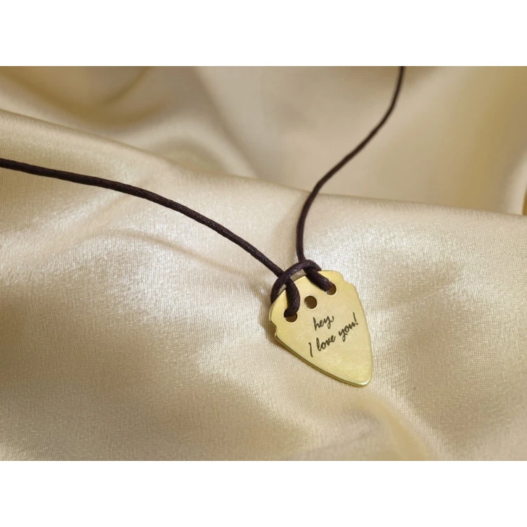 Guitar Pick Necklace with Custom Logo - Brass - KG01
