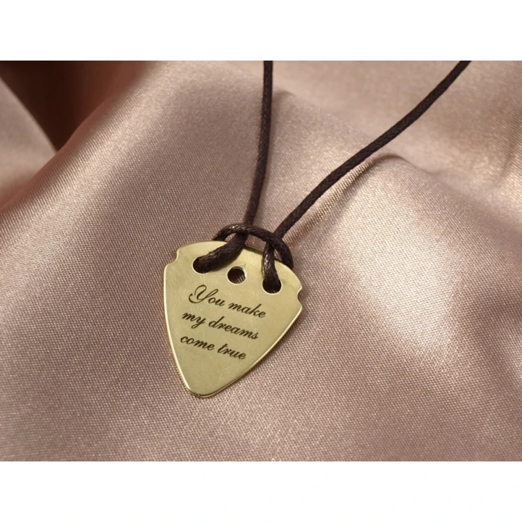 Guitar Pick Necklace with Custom Logo - Brass - KG01