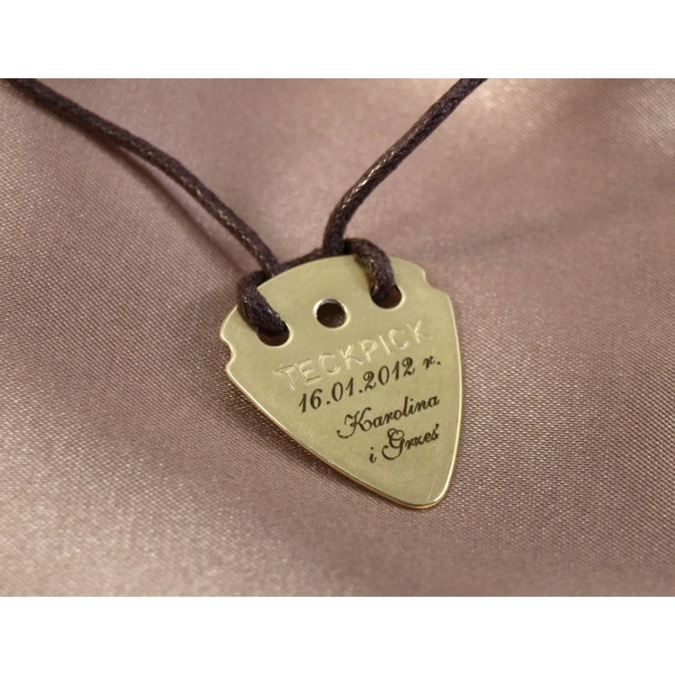 Guitar Pick Necklace with Custom Logo - Brass - KG01