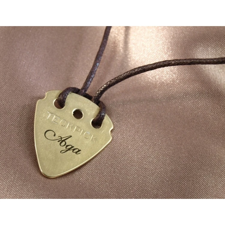 Guitar Pick Necklace with Custom Logo - Brass - KG01