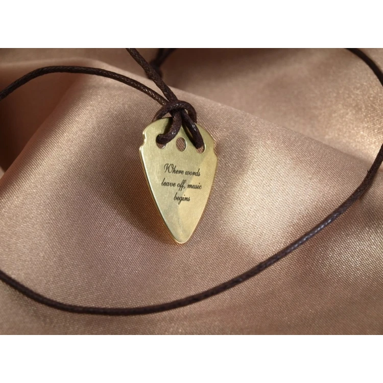Guitar Pick Necklace with Custom Logo - Brass - KG01