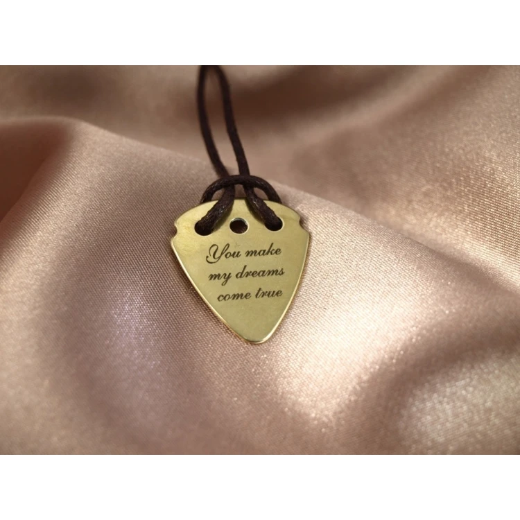 Guitar Pick Necklace with Custom Logo - Brass - KG01