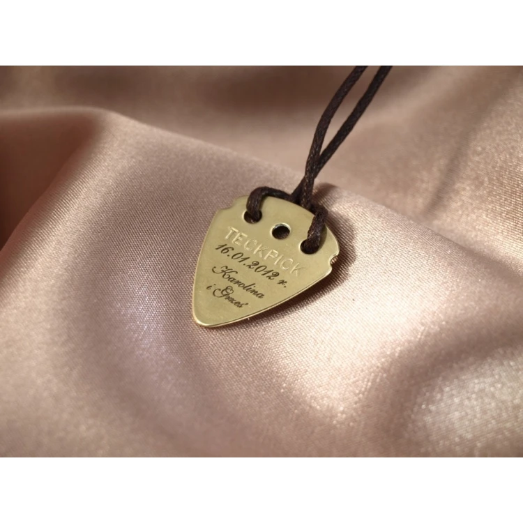 Guitar Pick Necklace with Custom Logo - Brass - KG01