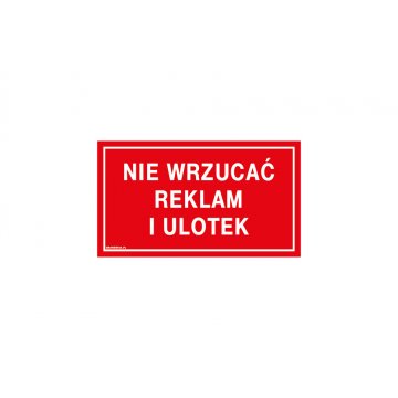 Do not throw in ads and leaflets - sign size 210x120mm - PVC - UV color print - TAB180