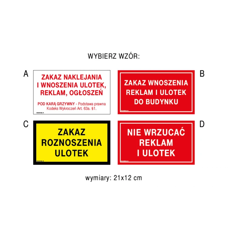 Do not throw in ads and leaflets - sign size 210x120mm - PVC - UV color print - TAB180