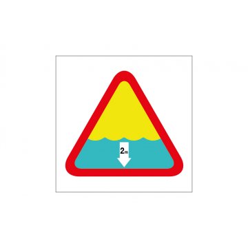 Dangerous Water Depth - Sign for Pool or Swimming Area Size 420x420mm - PVC - UV Print - TAB229