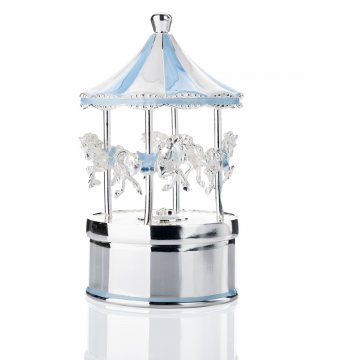 Blue Carousel with Music Box - Ponies - Holy Baptism Souvenir - POZ005