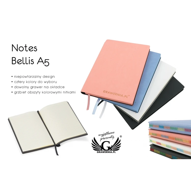 Bellis A5 Notebook, 160 pages - with your engraving - NOT007