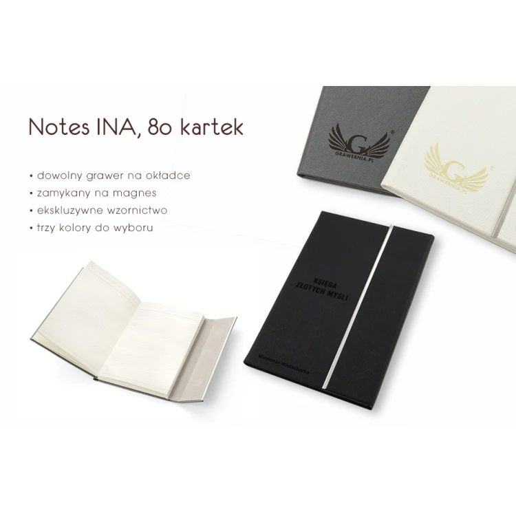 INA A5 Notebook, 80 pages - with your engraving or UV print
