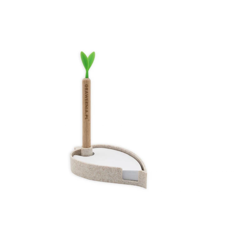 Desk notepad with wooden pen and your engraving - NOT013