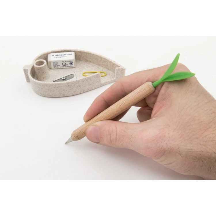 Desk notepad with wooden pen and your engraving - NOT013