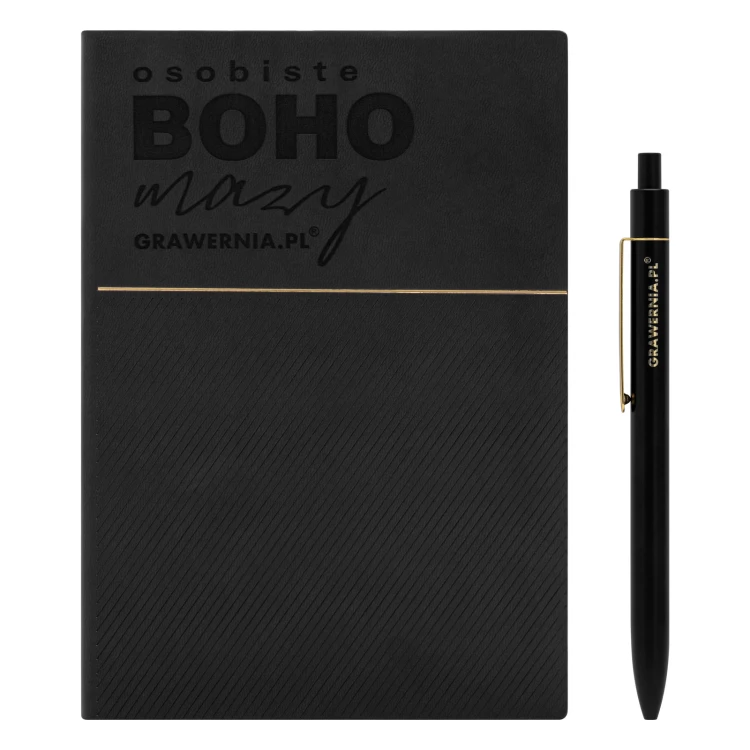 Set Metal ball pen in ecological case + notebook LAREN - customised engraving - DP027